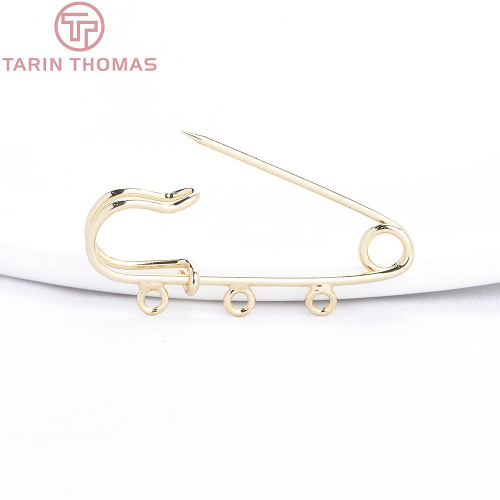 (9648) 6 Stück 24K Goldfarben Plattiertes Messing mit Löchern Kleidernadel Brosche Hohe Qualität DIY Schmuckherstellung Fundstücke Zubehör