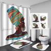 Afroamericano Afro Sexy Chica Negra Mujeres Arte Diseño Arte Graffiti Juego de Cortinas de Ducha para Baño Alfombrillas Alfombras Tapa de Inodoro Poliéster con Ganchos