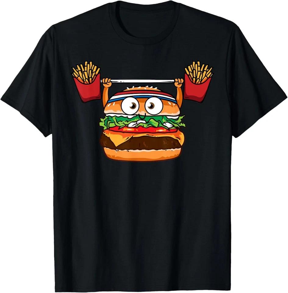 Funny Burger Weightlifting Fries Hamburger Cheeseburger Joke T-Shirt S