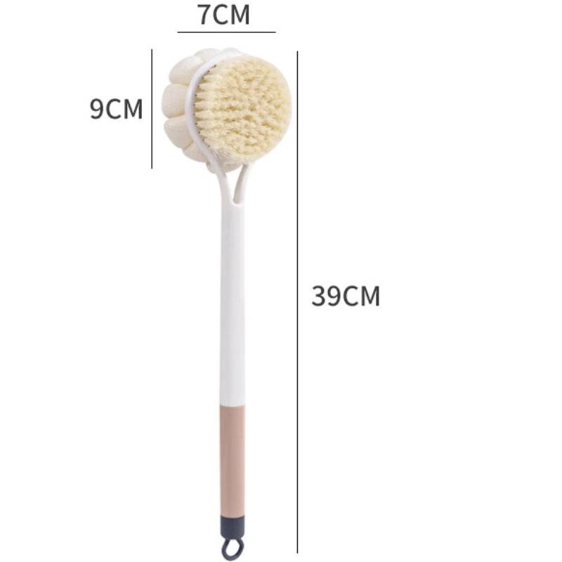 1Pc Double Side Long Handle Bath Brush Soft Hair Massage Bath Ball Powerful Back Rub Back Rub Mud Bath Brush Body Scrub
