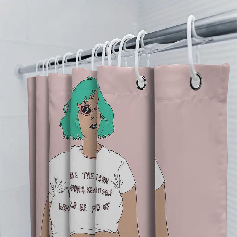 Unique Bathroom Decor Shower Curtain Modern Abstract Portrait Art Minimalist Home Decor Trendy Shower Liner Aesthetic Room Desig