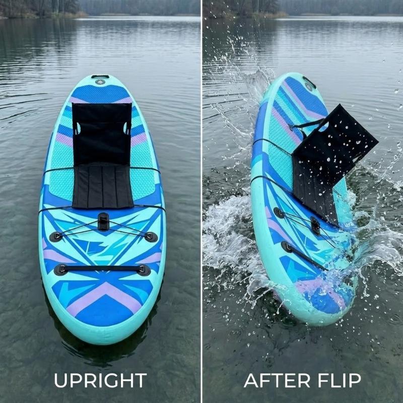 Paddleboard Chair Seat with Padded Back Support, Rod Connection, and Clip Fasteners for Sit-Down Paddling, Outdoor Fishing, and Lake or Beach Outings