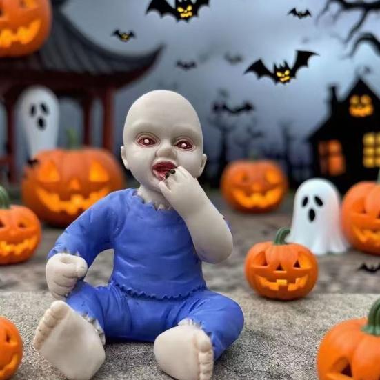 Halloween Geist Baby Statue Gruselige Zombie Baby Puppe Figur Skulptur Feiertagsparty Desktop Dekoration Ornament