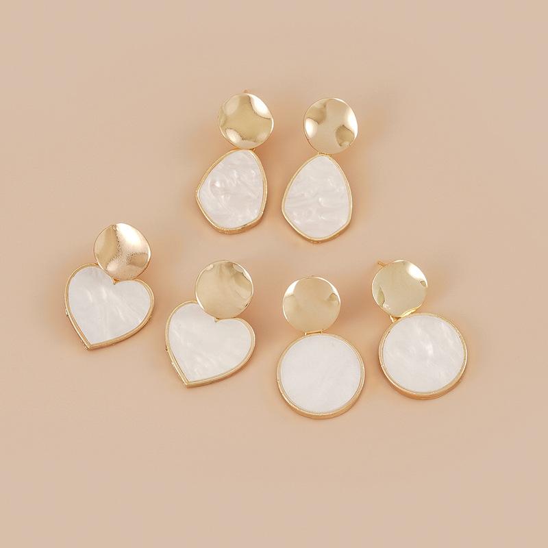 Nowe Klasyczne Kreatywne Kolczyki w kształcie kropli wody, serca, koła dla kobiet Proste stopowe brokatowe Imprezowe Ślubne Biżuteria na Uszy