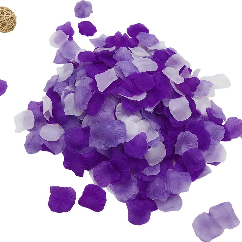 Joinwin 1200 PCS Purple Lavender White Mixed Artificial Silk Rose Petals for Wedding Party Favors Decoration and Vase Home Decor Wedding Bridal