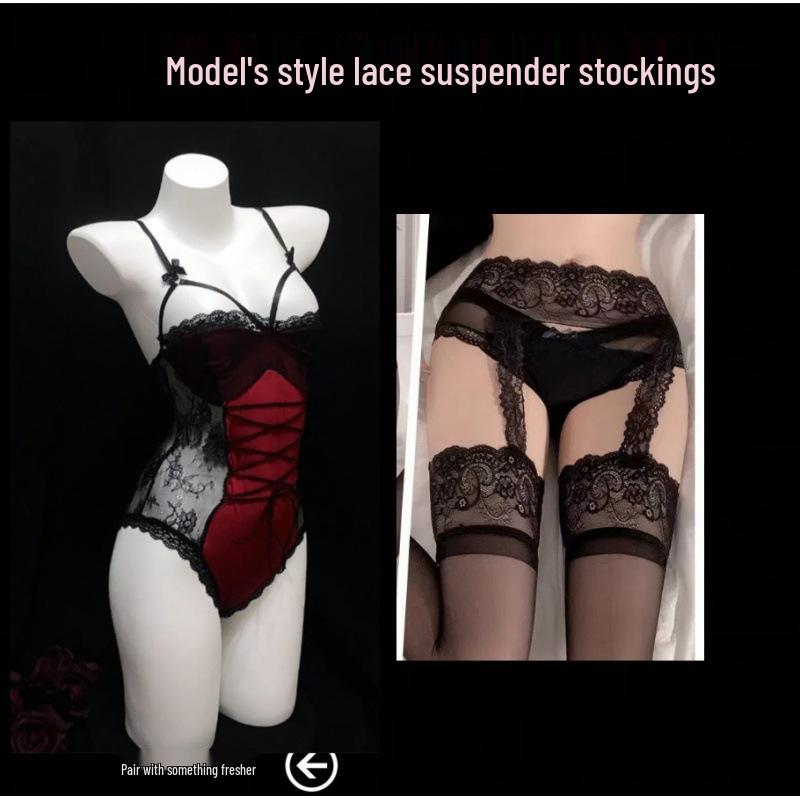 Color-Blocked Little Witch Lingerie: Sexy Nightgown for Plus-Size Women (200 lbs)