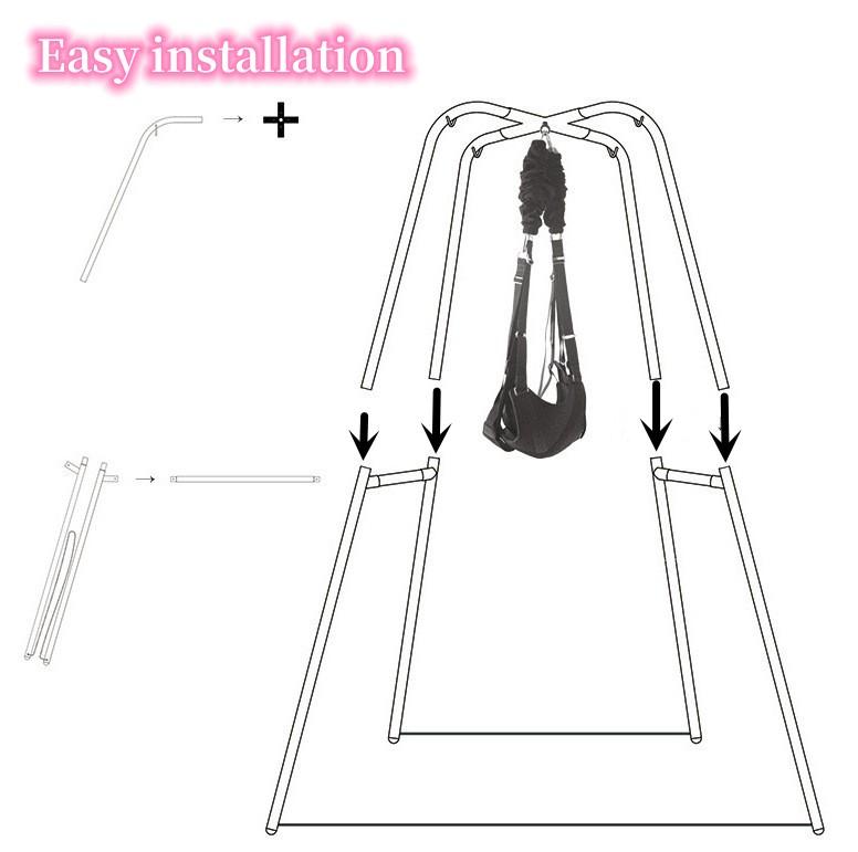 VaHppy Swing + Stand Έπιπλα Sex 1,97*1,66M 16,5KG από ανοξείδωτο ατσάλι ανθεκτικό σε πολλαπλές θέσεις σεξ Ράφι swing SM BDSM
