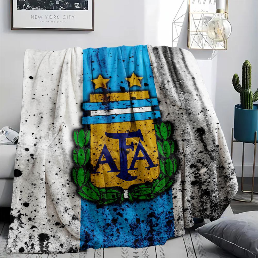 1PC Argentina National Football Team Print Flannel Blanket, High quality All Seasons, Home Decor, Warmth and Comfort, Perfect for Christmas Gifts