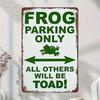 Vintage Metal Poster Frog Parking Only Wall Art Garage Decor