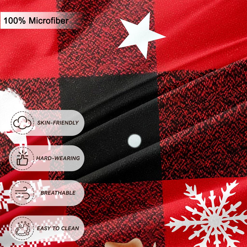 3Pcs/Set Christmas Reindeer Snowman Bedding Set Includes 1 Duvet Cover And 2 Pillowcases Soft And Skin-Friendly