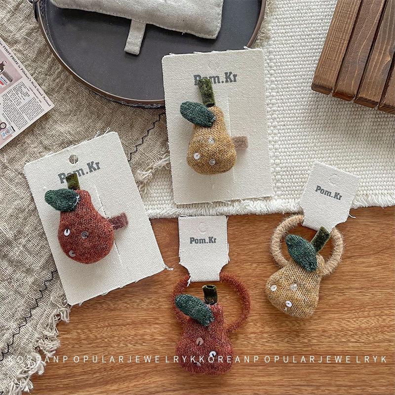 Korean-Style Wool Hair Clip: Cute Cotton-Filled Bang Clip & Versatile Ponytail Tie for Kids