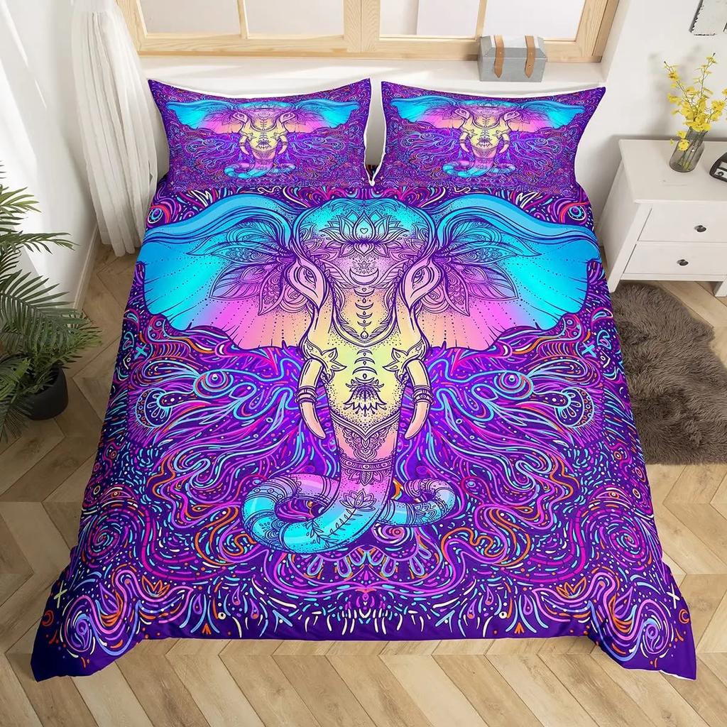 Bohemian Mandala Elephant Duvet Cover Set Boho Elephant Bedding Set Safari Animal Comforter Cover Paisley Indian Exotic Bed Sets