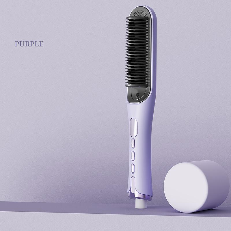 Portable Hair Straightener Brush Fast Ceramic Heating Hot Air Comb Use Curling & Straightening Iron Home and Travel Salon