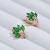 Shiny Green Natural Zircon Leaf English Earrings For Women Trendy  Rose Gold Color Daily Vintage Jewelry Crystal Gift