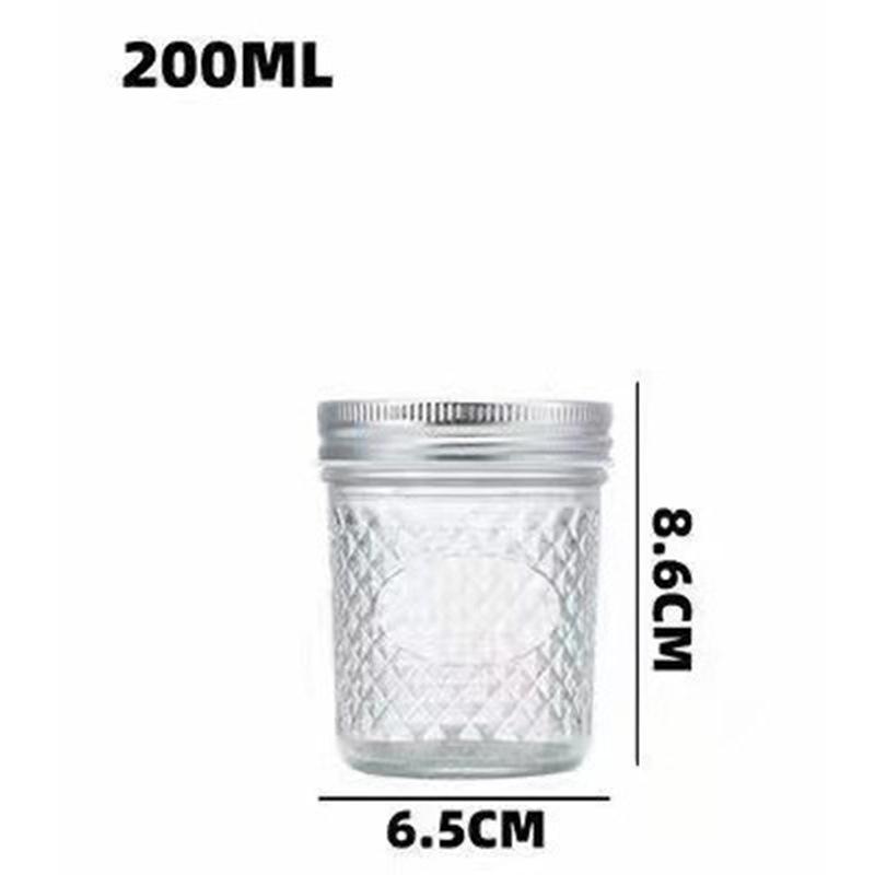 Borcan Mason din Sticlă Diamant pentru Caviar, Băuturi, Alimente Ușoare și Miere