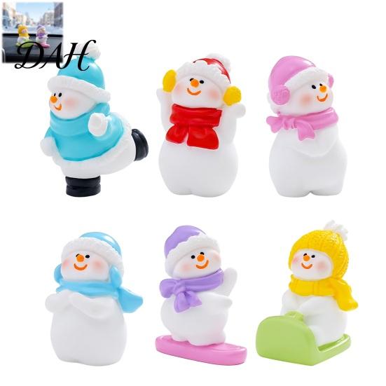 Christmas Desktop Ornaments Mini Snowman Figurine, Skiing Dolls, Small Car Ice Snow Theme Decor Dashboard Figurines, Micro Landscape for Dollhouse DIY