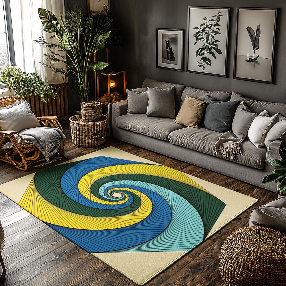 

Tuniu Colorful Spiral Abstract Geometric Design Rug Mat for Living Room Bedroom Kitchen Floor Decor 50x80cm
