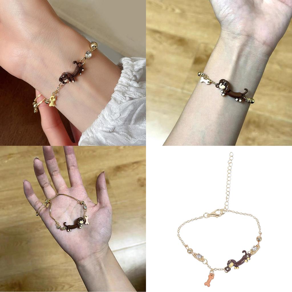 Handmade Dachshund Charm Bracelet Playful Dachshund Dog Bracelet Accessory Elegant Wrist Chain Charm for Pet Fans