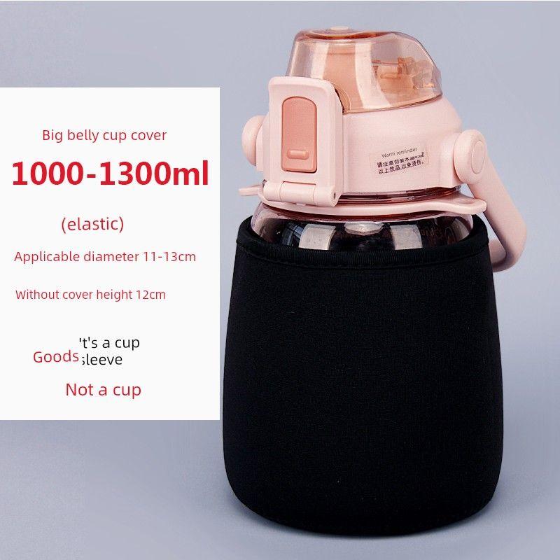 Large Capacity Cup Sleeve with Portable Crossbody Strap, Universal Water Bottle Anti-Scalding Cup Bag, Large Capacity Thermos Cup Protector 1000-1300ml [Black]