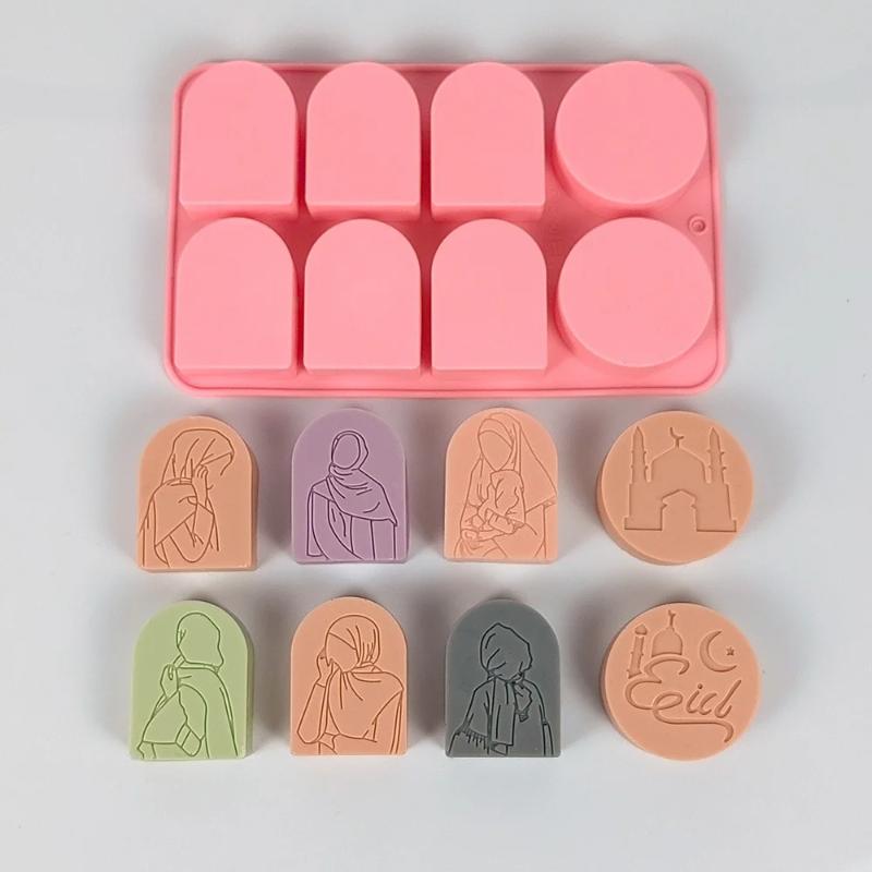 6-Cavity Eid Al Fitr Mubarak Ramadan Cake Mold - Islamic Image Dessert Soap Candle Maker Middle Eastern Festival Decor DIY