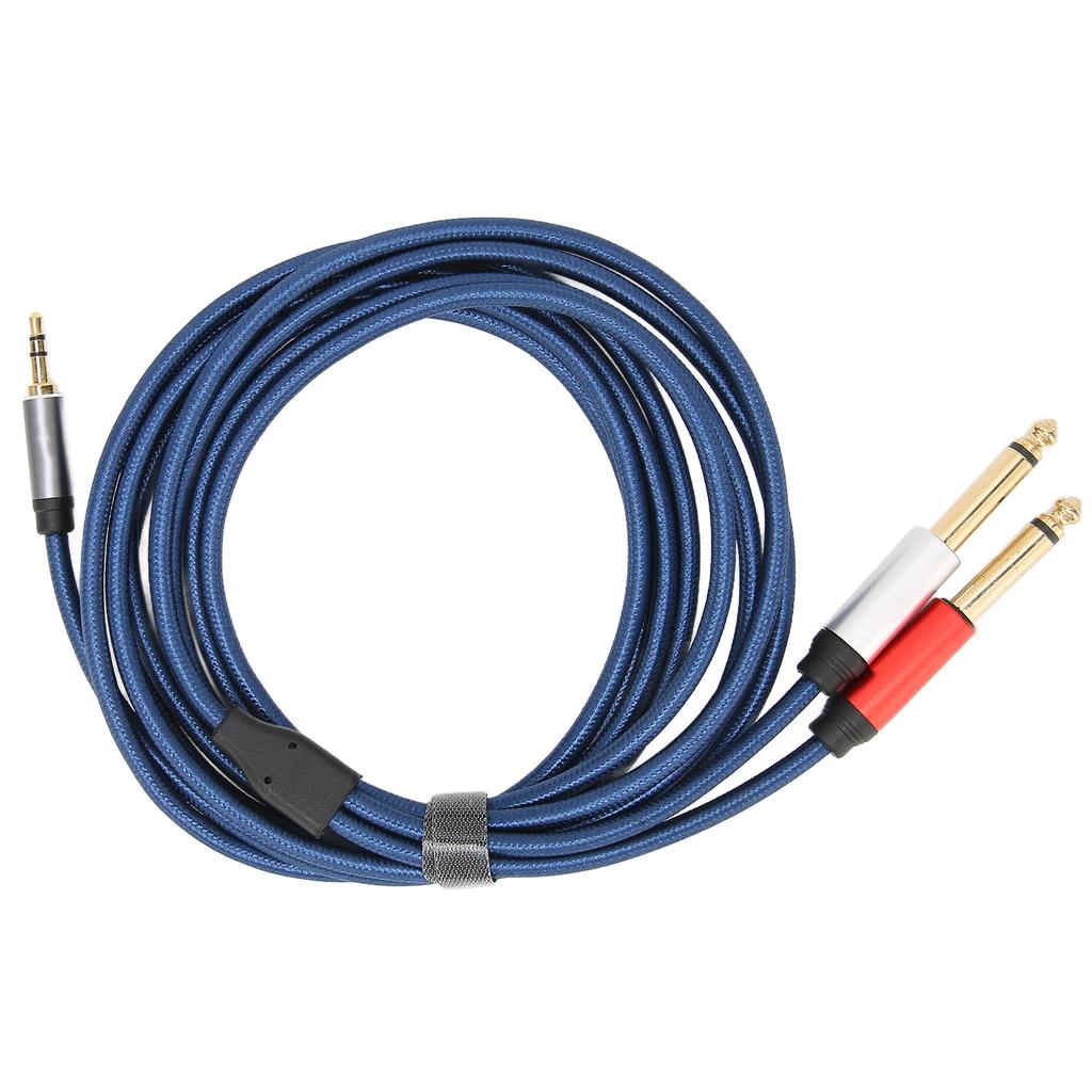 Cabo Estéreo Macho 3,5mm para Duplo Mono Macho 6,35mm o Cabo Nylon Liga de Alumínio Cabo Divisor 5m