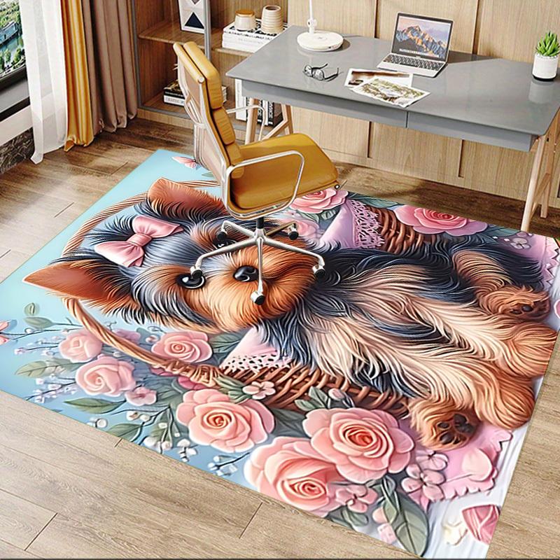 1PC Dog Flowers Carpet Ultra Soft, Thick & Absorbent, Non Slip Machine Washable Mat for Entryway