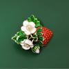 Vintage Rhinestones Strawberry Shaped Brooch Hand Painted Fruit Breastpin Enamel Lapel Pin Clothes Jewelry Accessories