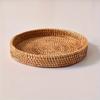 Hand-woven Japanese Bread Basket Steamed Bun Fruit Basket Living Room Household Round Tray Storage Basket