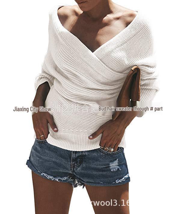 2026 Europe Autumn/Winter Women's Slim Fit V-neck Knitwear Pullover Sweater