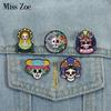 De Los Muertos La Mexican Festival Enamel Pins Custom Skeleton Catrina Brooches Lapel Badges Clothes Gothic Jewelry Gift Friends