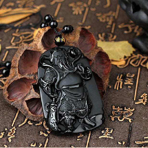 Men's and Women's Obsidian Guan Yu Necklace Pendant