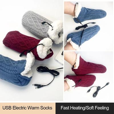 Fast Heating Winter Electric Warm Socks Thick  Plush Electric Heated Socks Soft Slipper Socks  Home