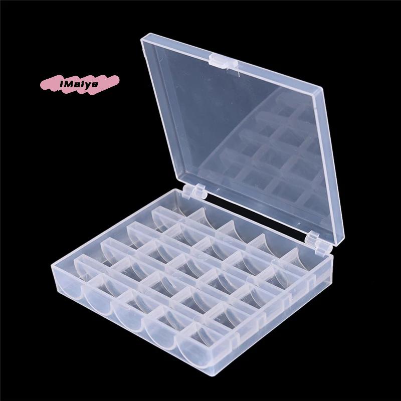 M-1pc 25 Spools Empty Bobbins Storage Box Sewing Accessories Tools Plastic Sewing Machine Bobbin Case Knitting Needle Organizer