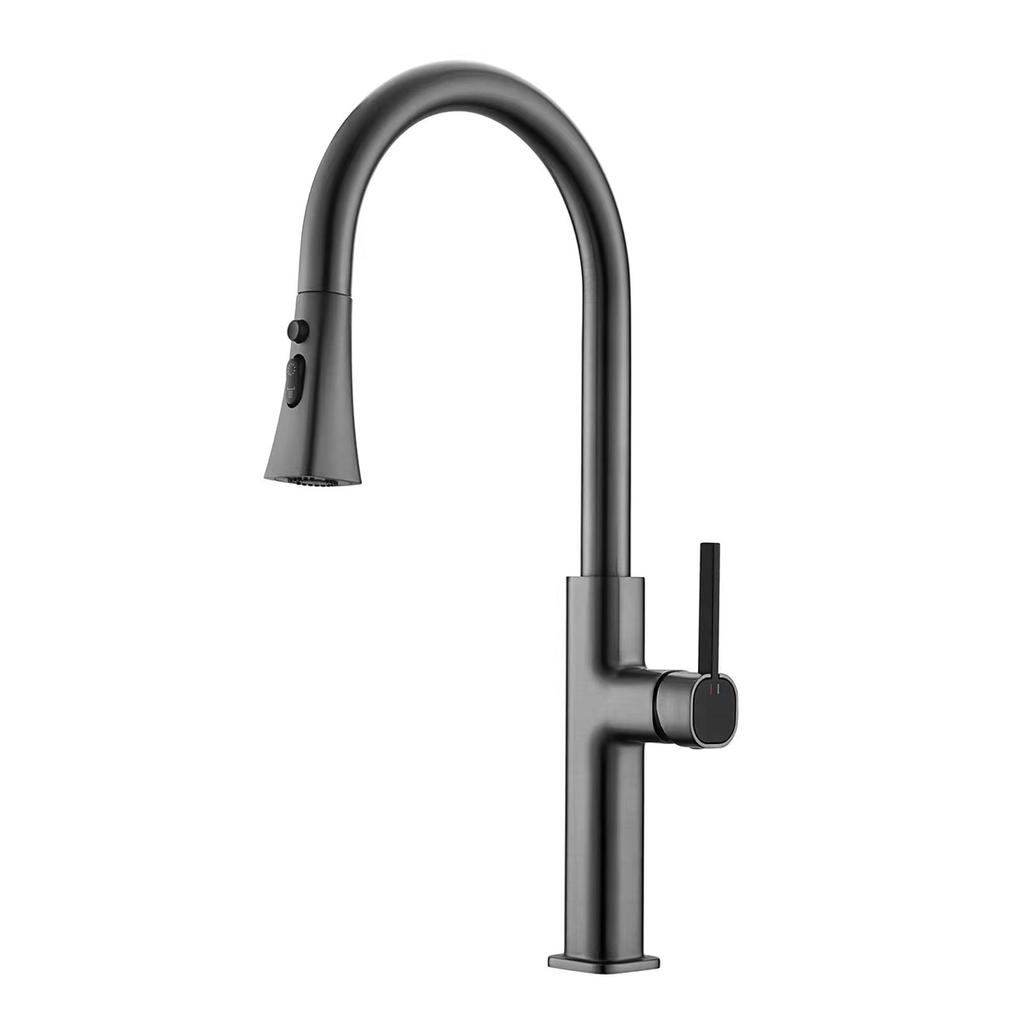 Tuqiu Grey Pull Out Kitchen Faucet Brass Black Sink Faucet Mixer Tap 360 Degree Rotation Torneira Cozinha Mixer Taps Kitchen Tap