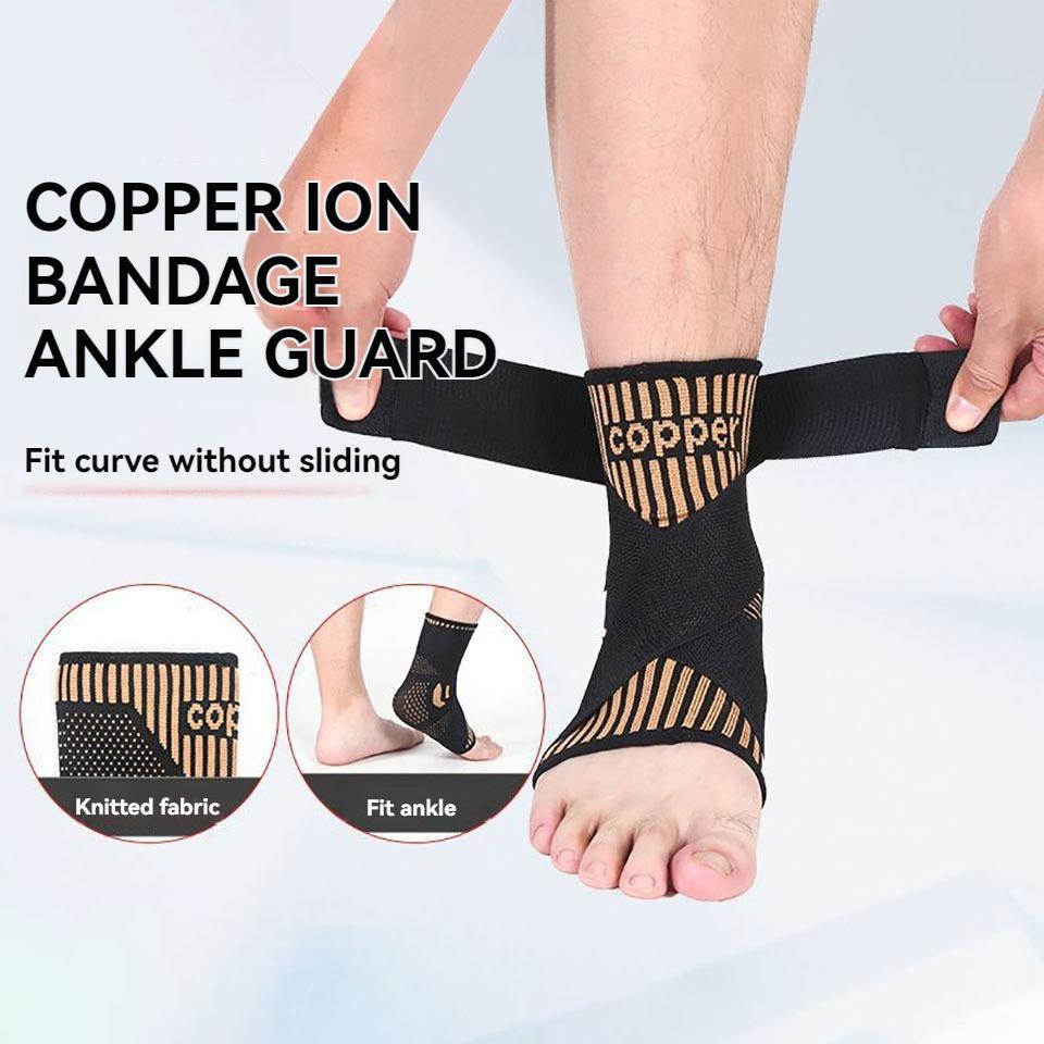 1Pcs Copper Ion Ankle Brace Adjustable Knitted Ankle Brace Compression Strap Fitness Cycling Running Copper Fiber Ankle Brace