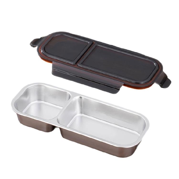 Mulftiunctional Stainless Meal Box With Separate Food Sections With  Lid Dishwasher Safe   For Travel School