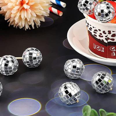 3/5/12ks Disko Koule Toppery na Dorty Dekorace Dortu Stříbrná Barva Zrcadlový Míč Toppery na Cupcaky 1970s Klub Narozeninová Párty Potřeby