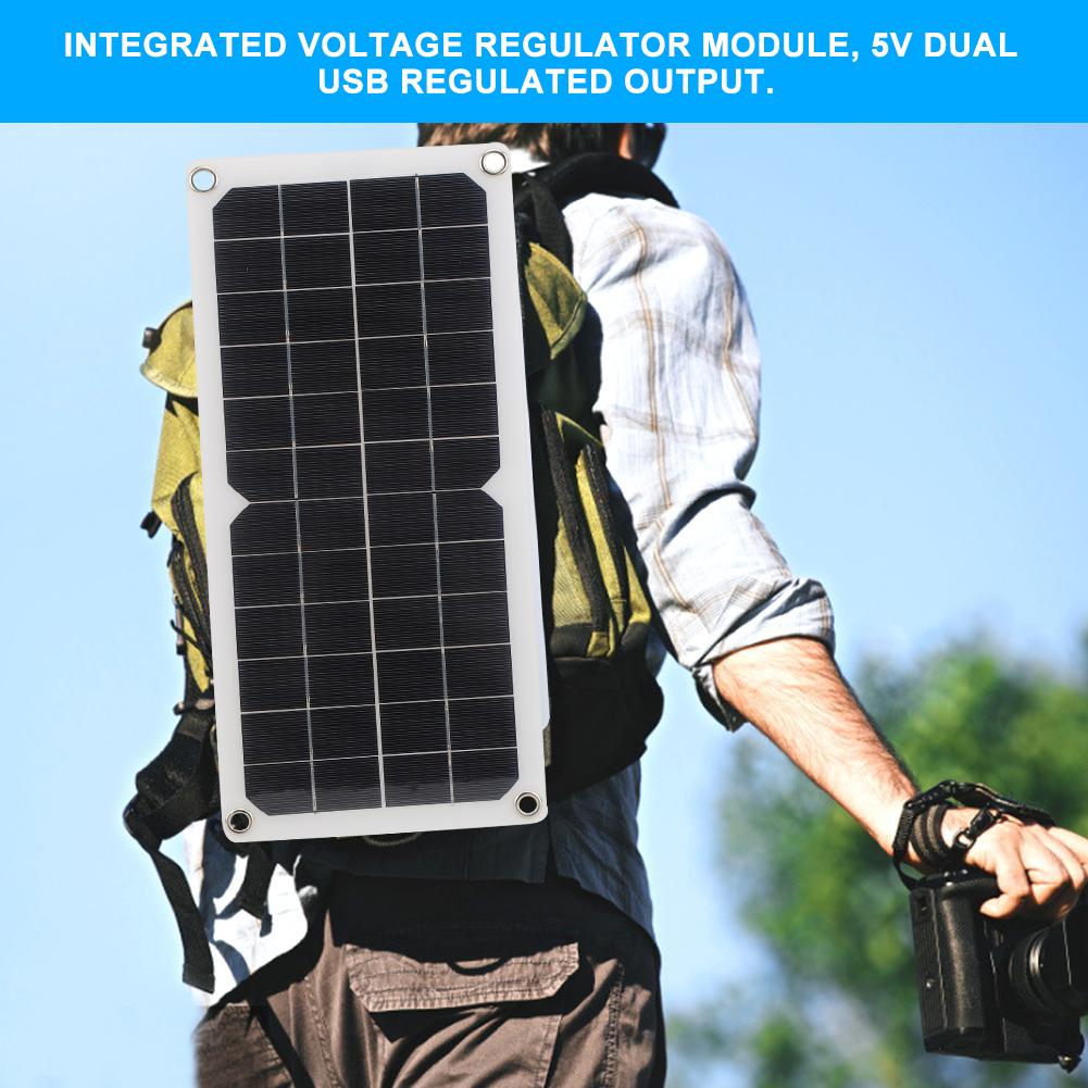 10W18V Car Flexible Solar Panel Charging 12V Battery Dual USB 5V Phone Charge Outer Hanging Backpack Charge