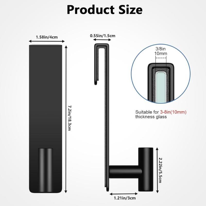 2Pcs Bathroom Hook For Towels And Robes Instants Installation On Glass Door Without Tool Need