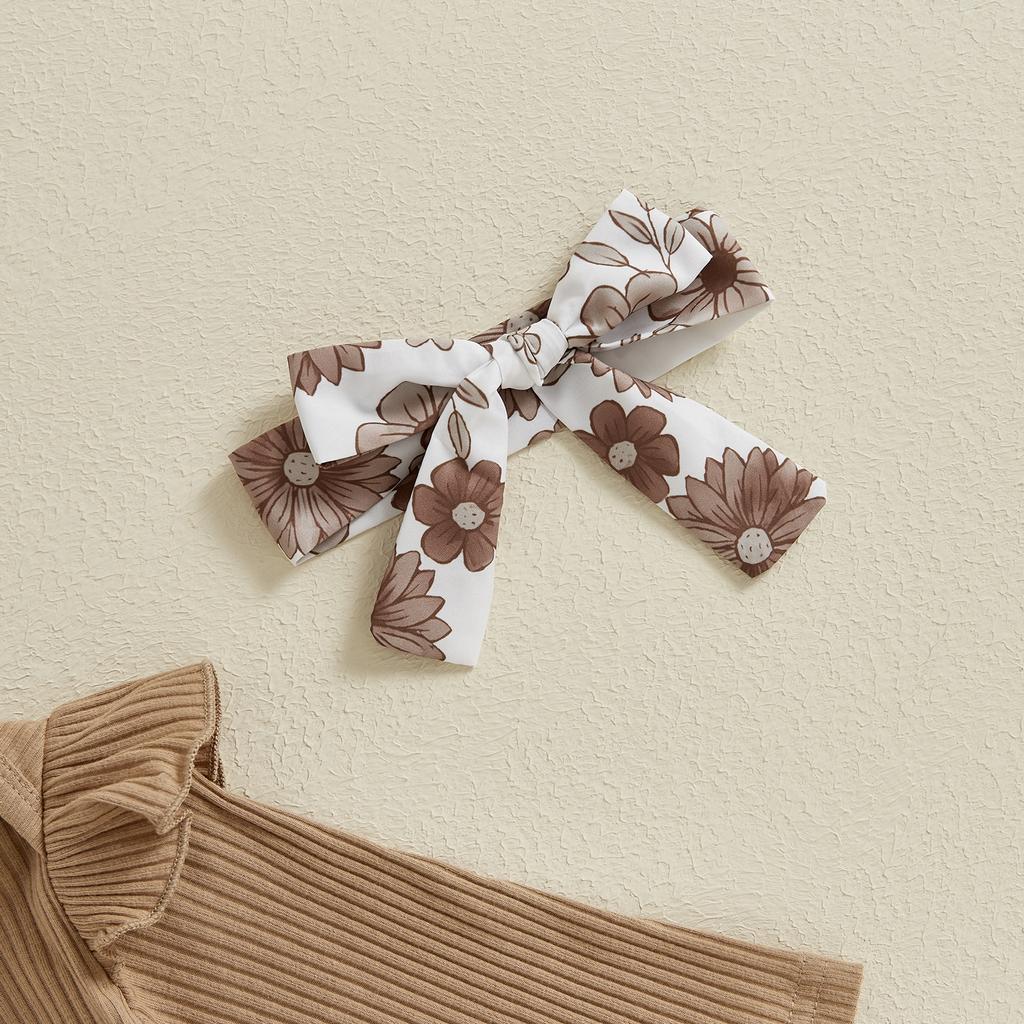 Baby Girls Spring Outfits Short Sleeve Ribbed Romper + Suspender Skirt + Headband Set Newborn 3 Piece Clothes