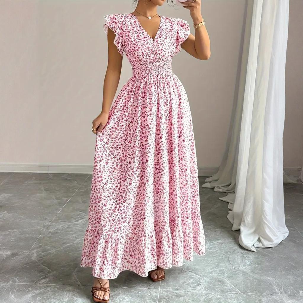 Women's Dress Casual Flowy Dresses  R-neck Vocation Boho Beach Sundress