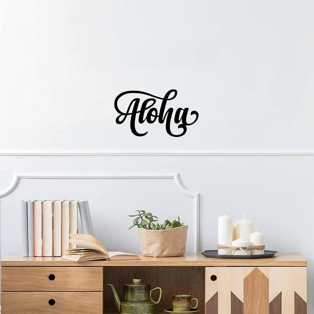 Aloha Metalowy Znak Domowy Sztuka Ścienna – Akcent Dekoracyjny, Stylowy Wiszący Dekor Ścienny, Sztuka Żelazna do Dekoracji Domu i Zawieszania na Ścianie
