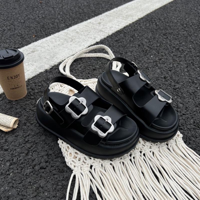 

Ultra-light thick-soled heightened one-word slippers for women s summer new wear versatile casual beach open-toed cool slippers 35 чёрный