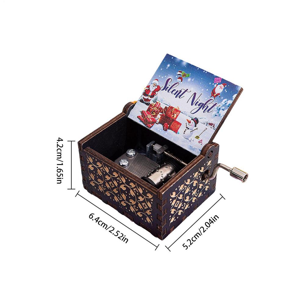 Hot Wooden Hand Crank Music Box Fantastic Christmas Music Box Wooden Carved Music Boxes Christmas Birthday Gift Home Decor