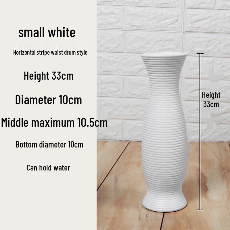 Large Modern Nordic Ceramic Floor Vase: Black & White Minimalist Design for Dried Flowers and French Arrangements In Living Room