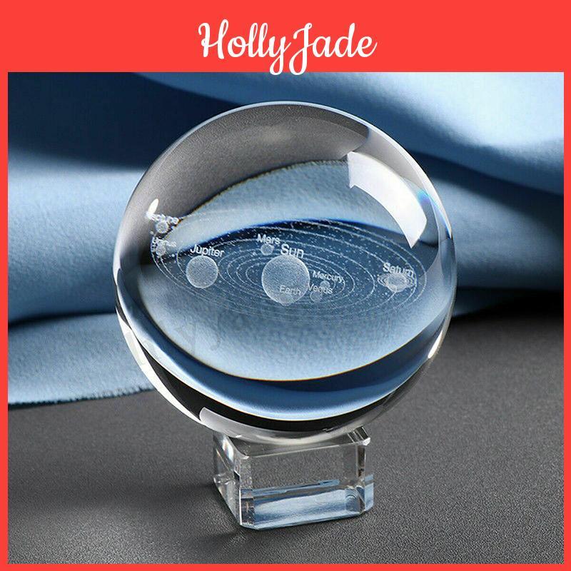 Unique Laser Engraved Solar System Ball 3d Miniature Planets Sphere Crystal Glass Globe