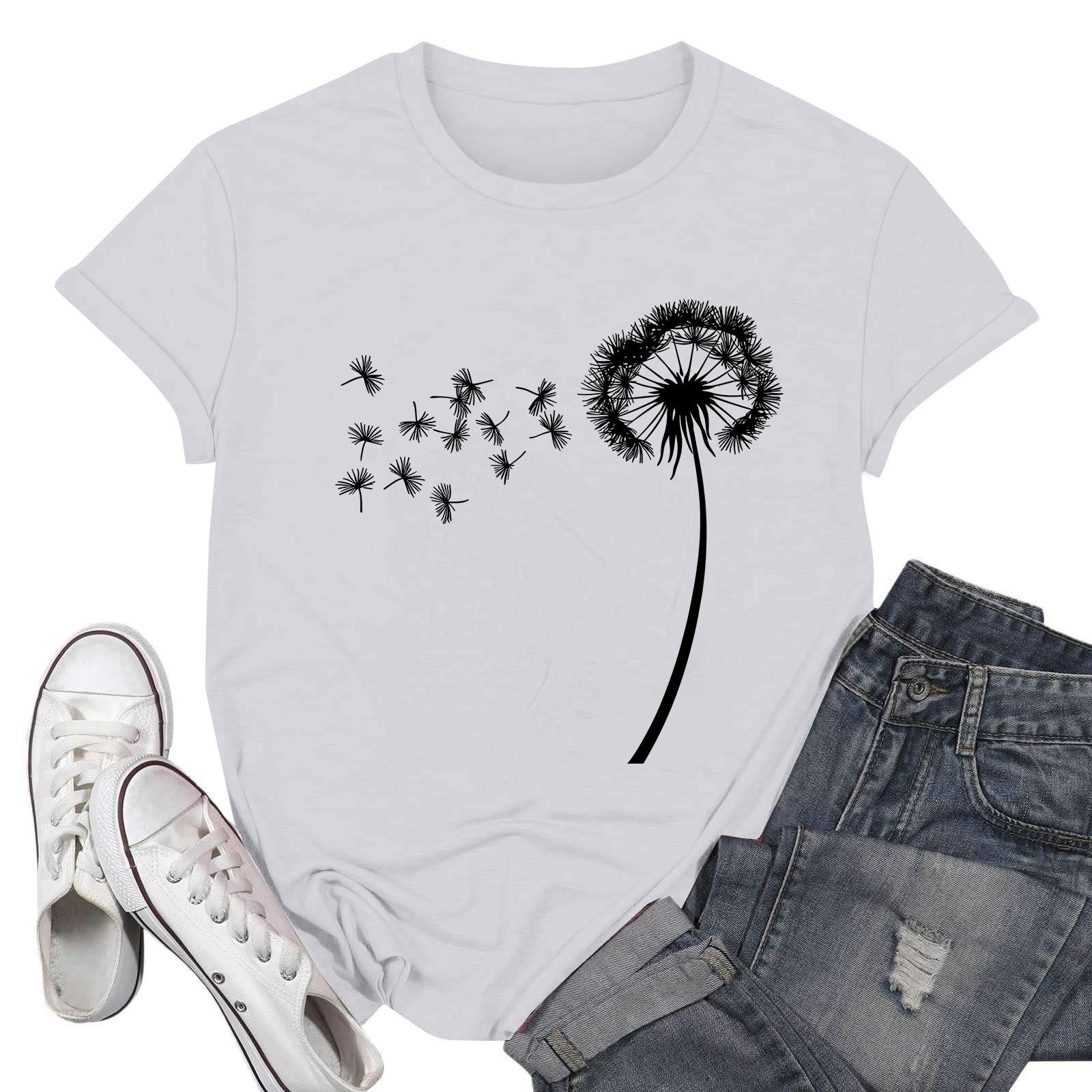 

Жіночі модні повсякденні пуловери з принтом і круглим вирізом з короткими рукавами XL білий