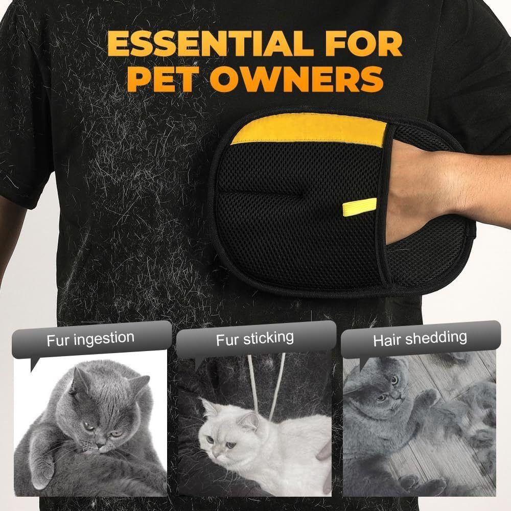 3PCS Double-sided Pet Grooming Gloves Soft Multi-functional Pet Hair Remover Brush Thickened Black Static Dedusting Brush Sofa