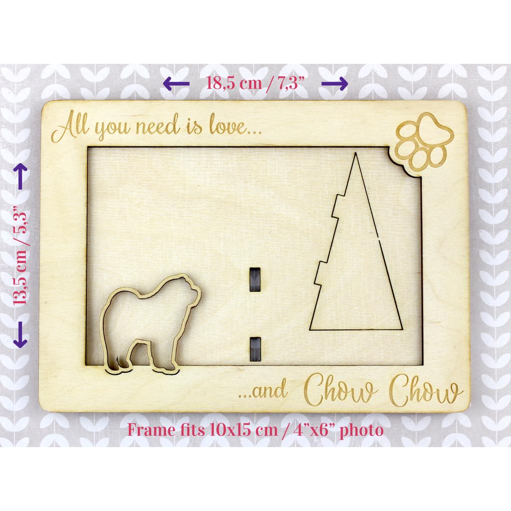 Chow Chow - Photo frame, engraved wooden frame, a lovely gadget for the dog lover by Art-Dog