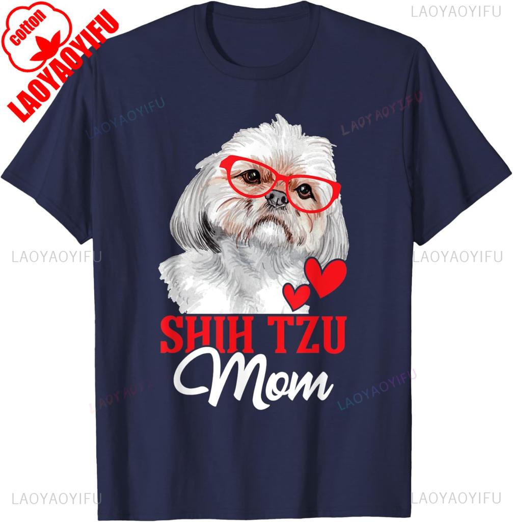 Shih Tzu Mom Dog Owner Animal Breeder Canine Lover Puppy TShirt Graphic T Shirts Summer Cotton Tee Tops Aesthetic Streetwear
